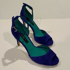 Two-Toned Ann Taylor Kelsey Suede Ankle Strap Heel